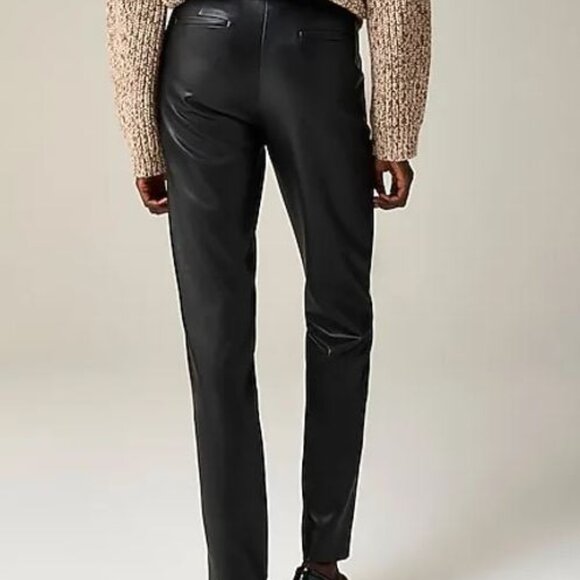 J. Crew Kate Straight-Leg Pant in Faux Leather, Brown Macchiato (4) - Picture 7 of 17